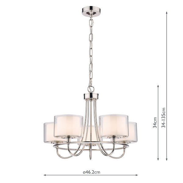 Laura Ashley Southwell 5 Light Chandelier Polished Nickel & Glass Shades –  from Amos Lighting + Home