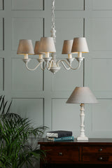 Laura Ashley Tate 5lt Pendant Distressed Off White –  from Amos Lighting + Home