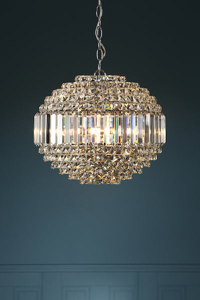 Laura Ashley Vienna 5 Light Orb Pendant Chandelier Crystal and Polished Chrome –  from Amos Lighting + Home