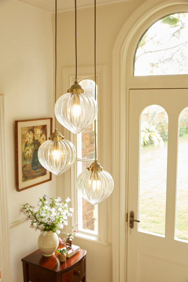 Laura Ashley Whitham 3 Light Cluster Pendant Antique Brass –  from Amos Lighting + Home