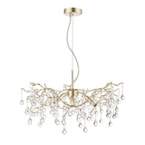 Laura Ashley Willow 3 Light Pendant Satin Champagne with Crystal Raindrops –  from Amos Lighting + Home