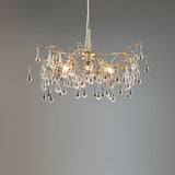 Laura Ashley Willow 3 Light Pendant Satin Champagne with Crystal Raindrops –  from Amos Lighting + Home