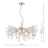 Laura Ashley Willow 3 Light Pendant Satin Champagne with Crystal Raindrops –  from Amos Lighting + Home