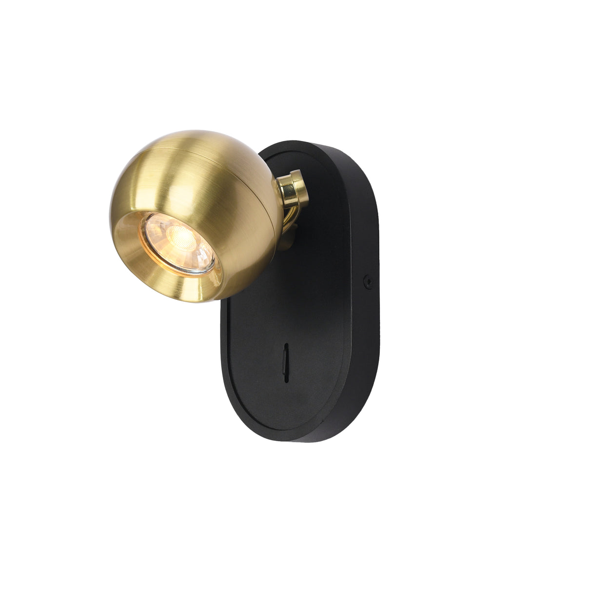 Franklite Lens Single Spotlight matt black and aged brass