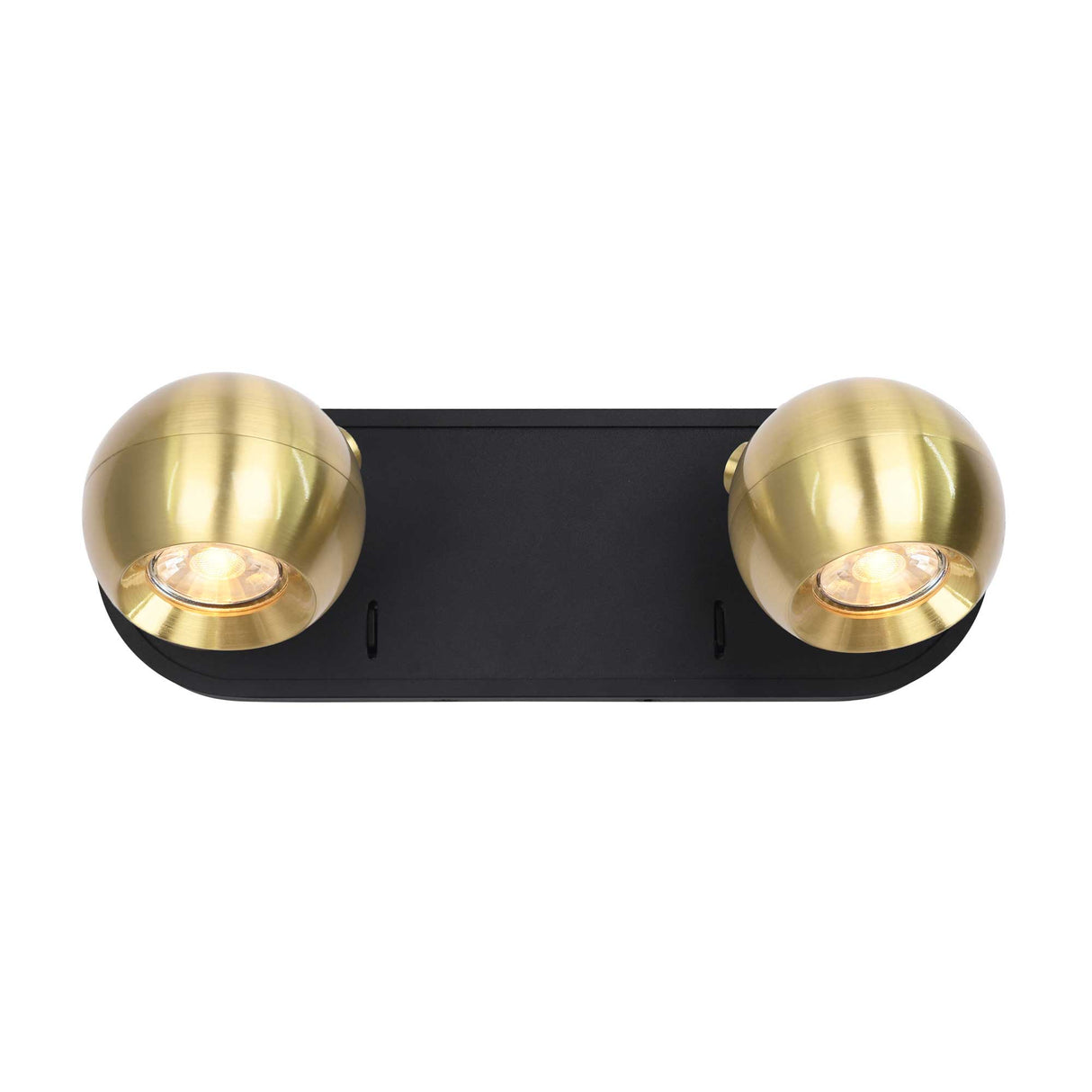 Franklite Lens Twin Spotlight matt black and aged brass
