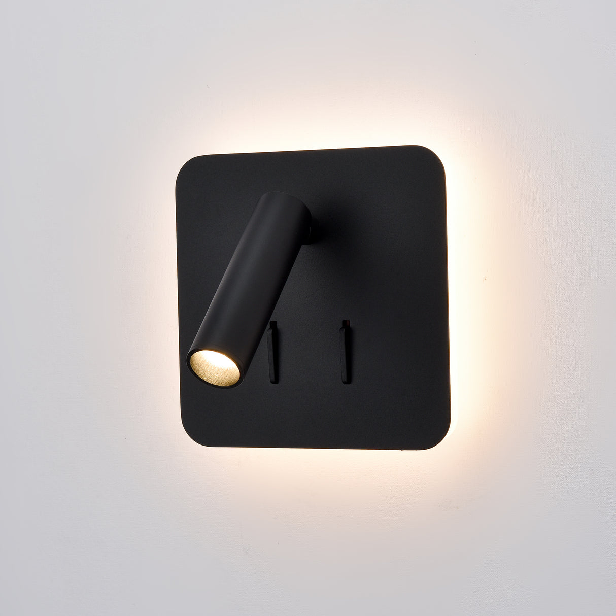 Franklite Luca Square Reading Wall Light Black