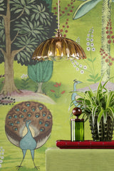 David Hunt Mabel Pendant Tobacco Ribbed Glass and Antique Brass