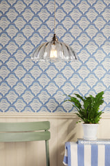 David Hunt Mabel Pendant Ribbed Glass and Antique Brass