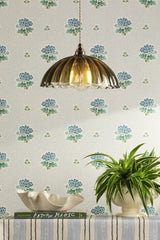 David Hunt Mabel Pendant Moss Green Ribbed Glass and Antique Brass