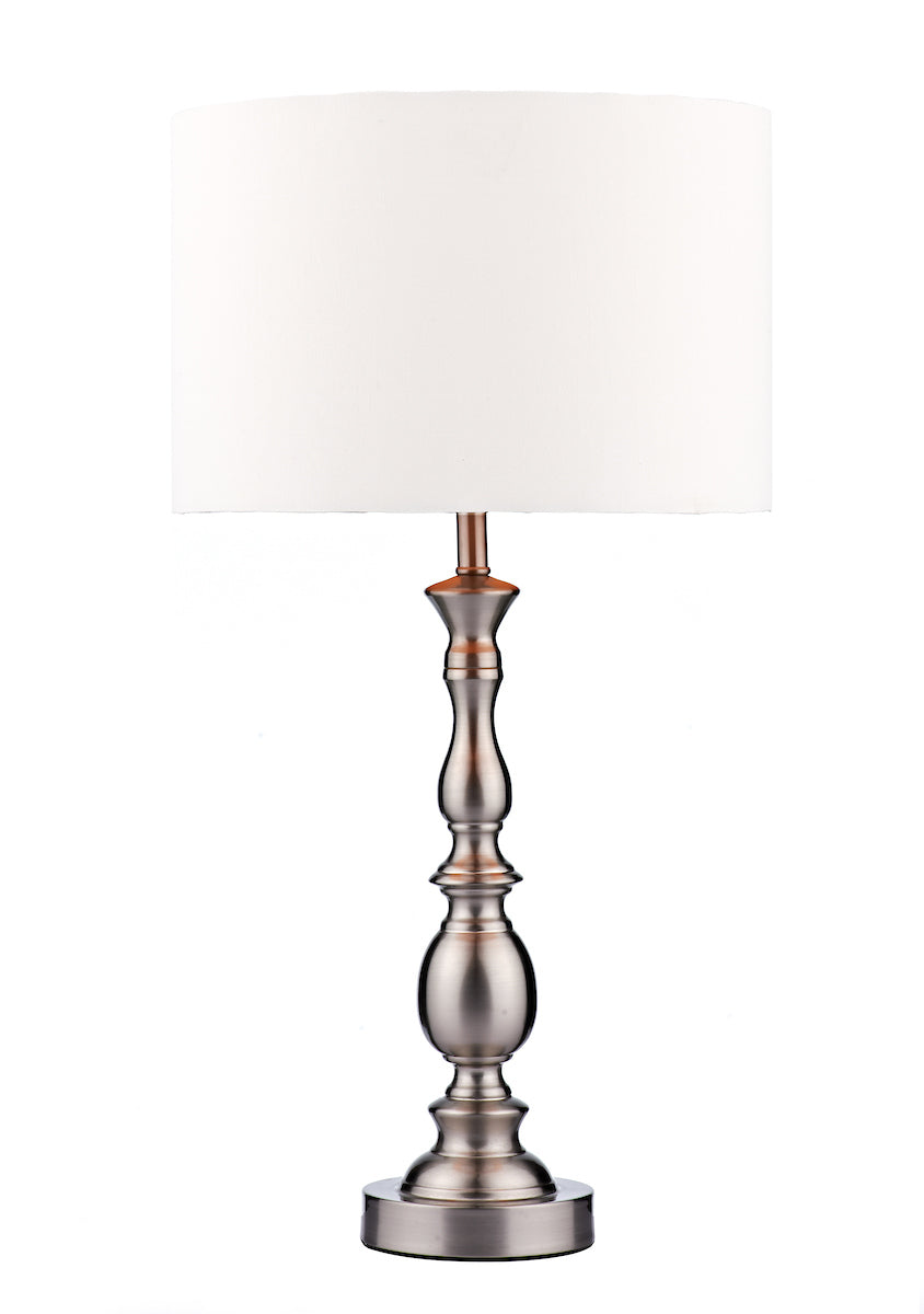 Dar Madrid Table Lamp Satin Chrome With Shade –  from Amos Lighting + Home