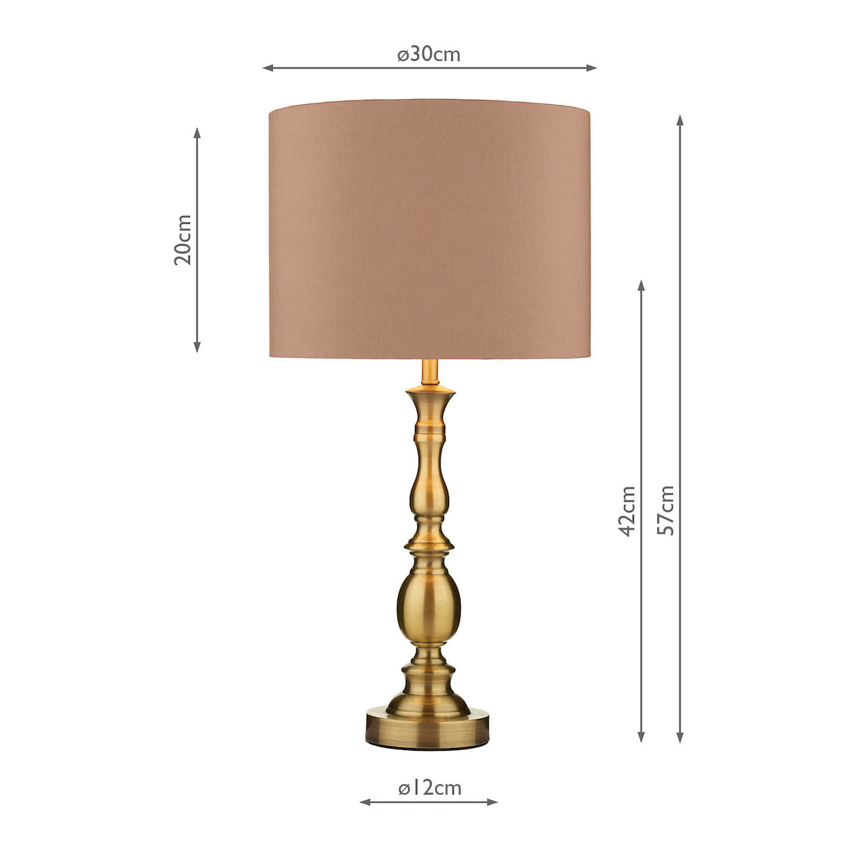 Dar Madrid Table Lamp Antique Brass With Shade –  from Amos Lighting + Home