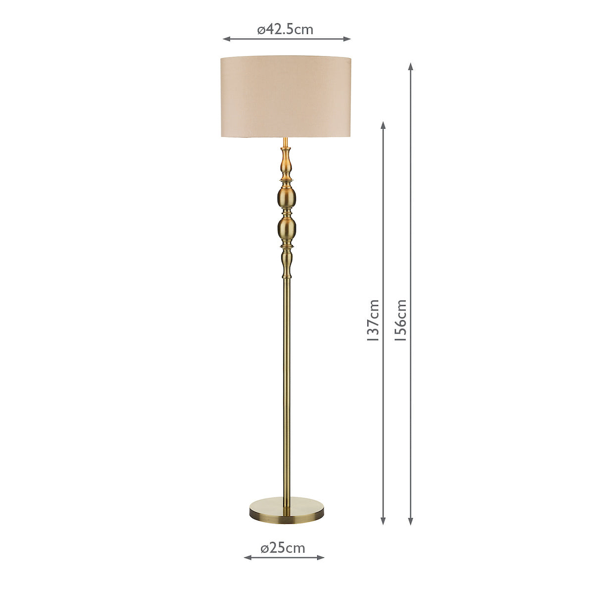 Dar Madrid Floor Lamp Antique Brass With Shade –  from Amos Lighting + Home