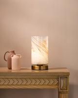 Dar Magda Table Lamp Touch On/Off Antique Bronze and Art Glass