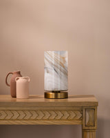 Dar Magda Table Lamp Touch On/Off Antique Bronze and Art Glass