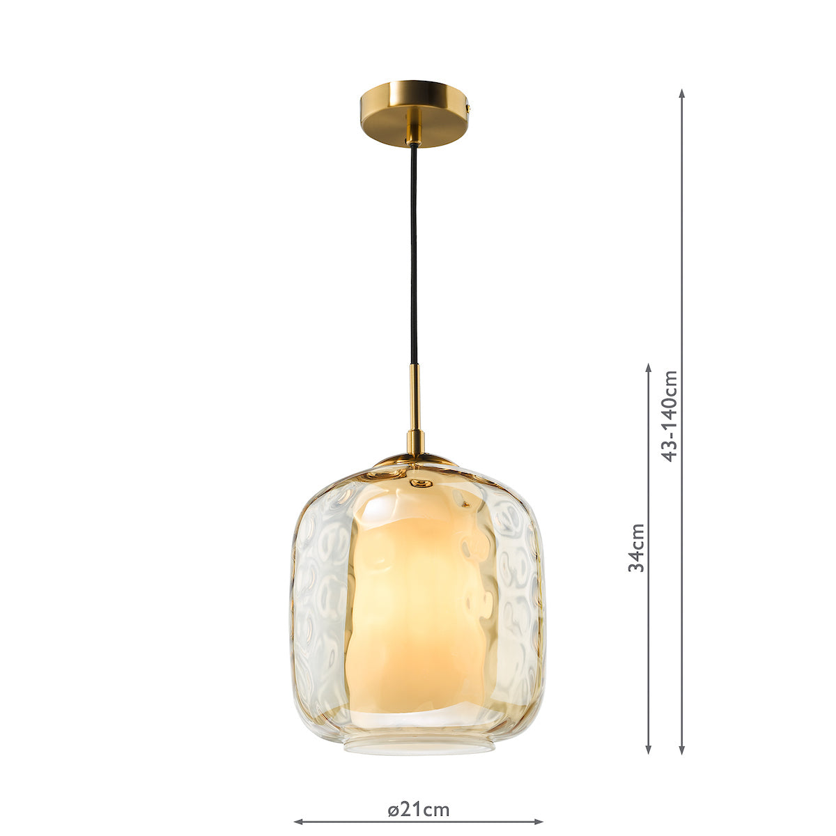 Dar Majella Pendant Aged Brass and Champagne Glass –  from Amos Lighting + Home