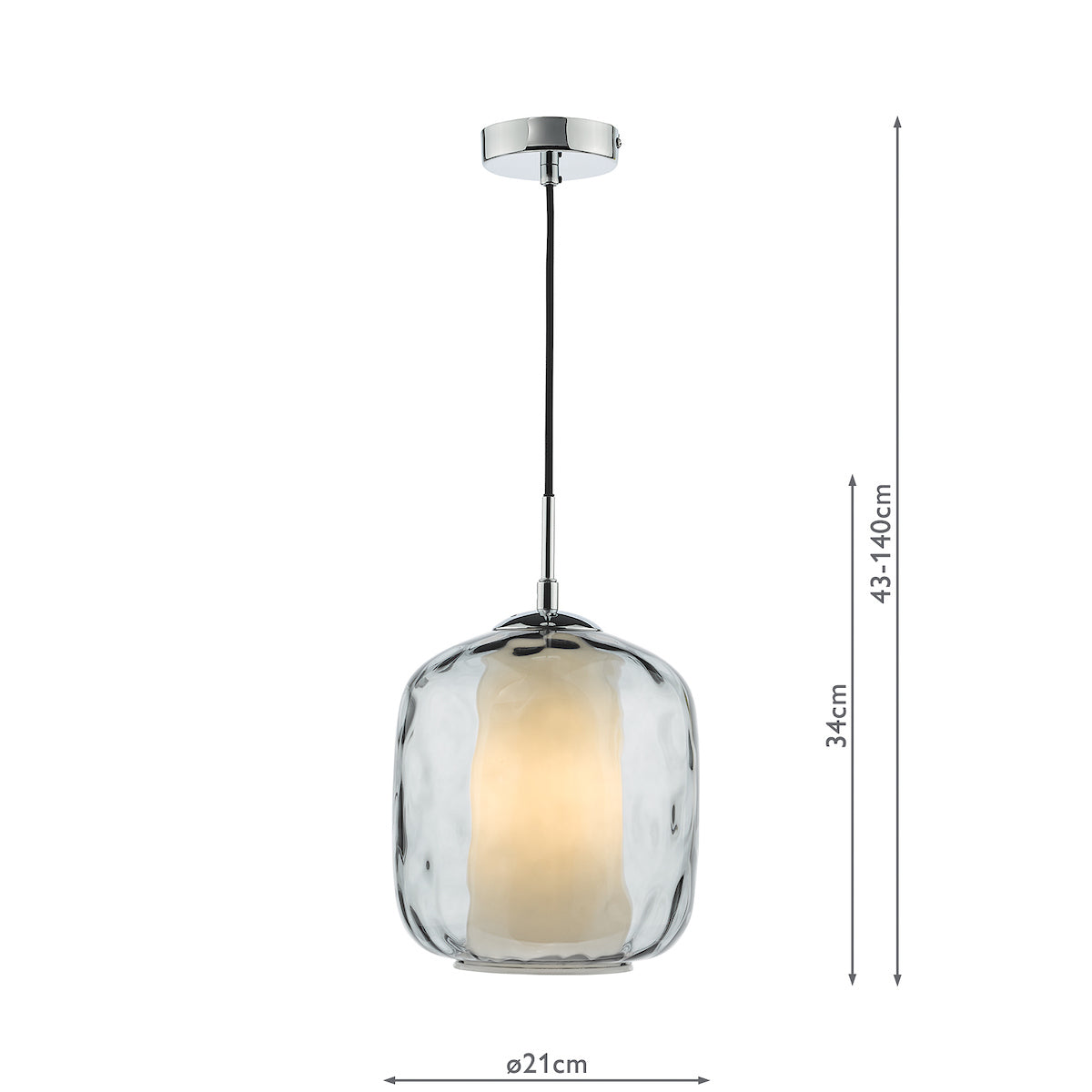 Dar Majella Pendant Polished Chrome and Smoked Glass –  from Amos Lighting + Home