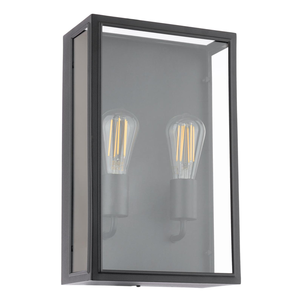 Dar Mazin 2 Light Outdoor Wall Light Matt Black and Glass IP44