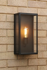 Dar Mazin Outdoor Wall Light Matt Black and Glass IP44