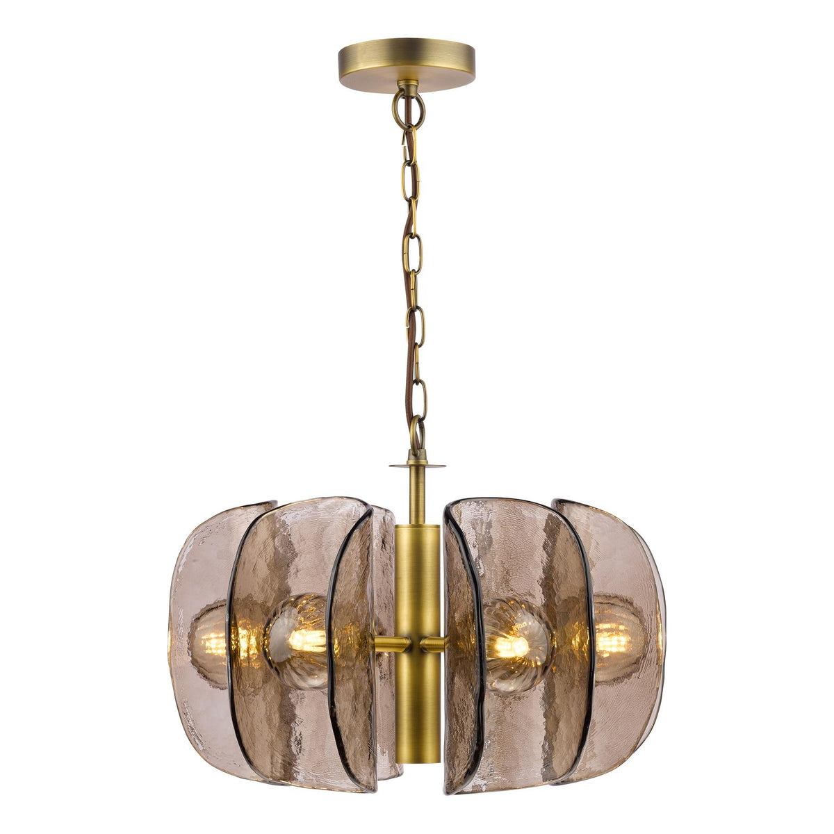 Dar Megara 6 Light Pendant Antique Bronze and Tea Smoked Glass