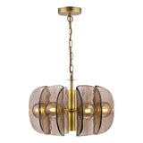 Dar Megara 6 Light Pendant Antique Bronze and Tea Smoked Glass