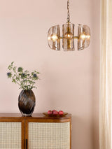 Dar Megara 6 Light Pendant Antique Bronze and Tea Smoked Glass