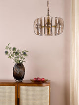 Dar Megara 6 Light Pendant Antique Bronze and Tea Smoked Glass