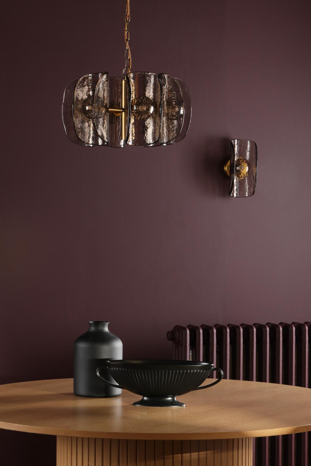Dar Megara 6 Light Pendant Antique Bronze and Tea Smoked Glass