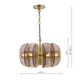 Dar Megara 6 Light Pendant Antique Bronze and Tea Smoked Glass