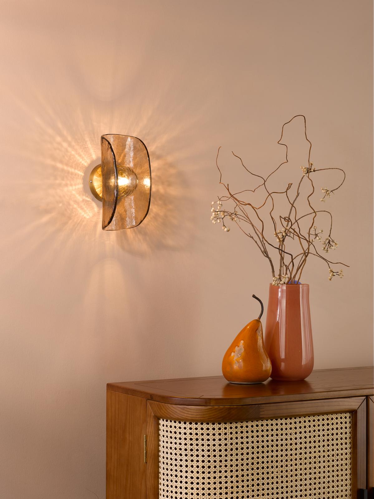 Dar Megara Wall Light Antique Bronze and Tea Smoked Glass