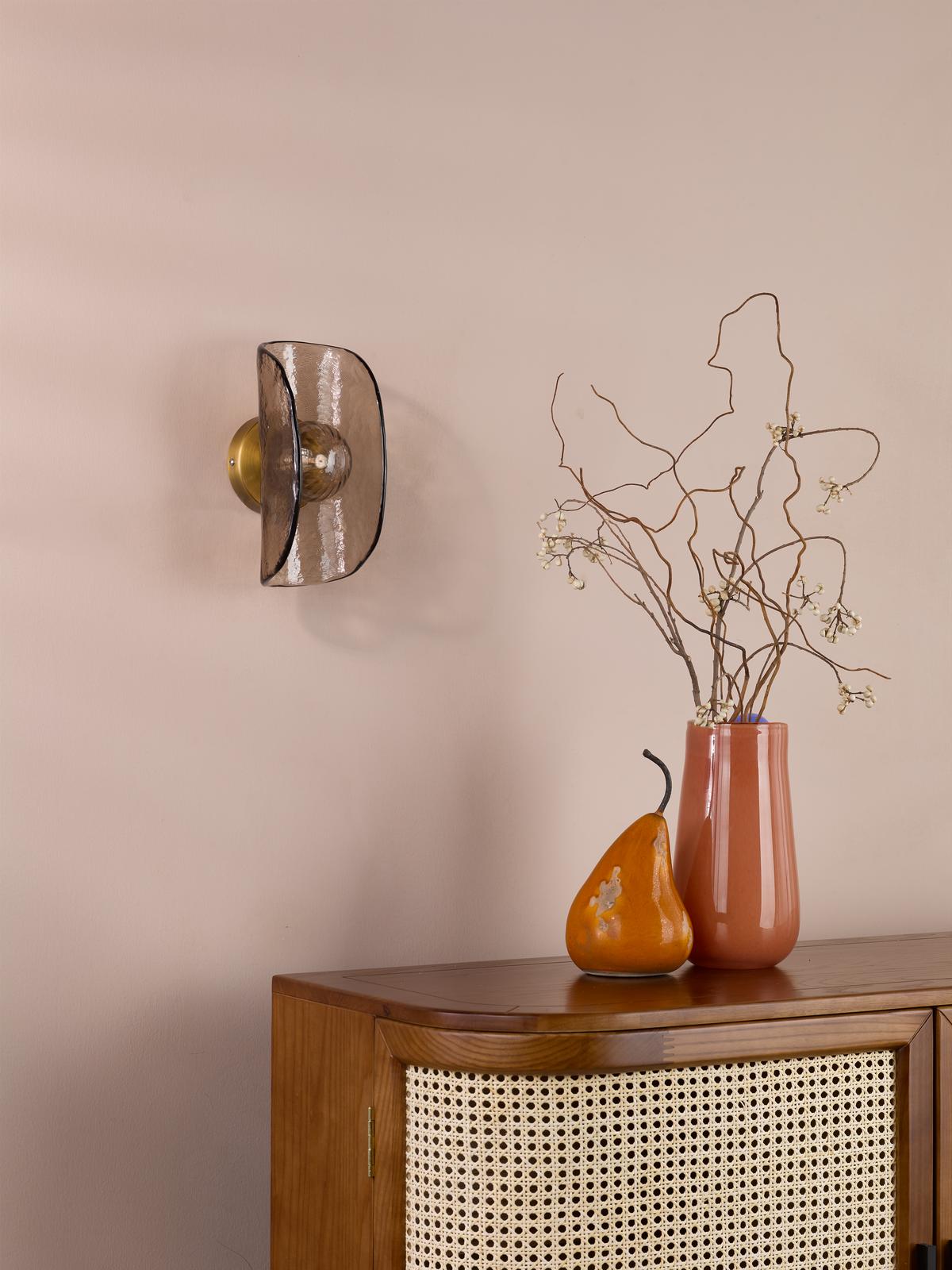 Dar Megara Wall Light Antique Bronze and Tea Smoked Glass