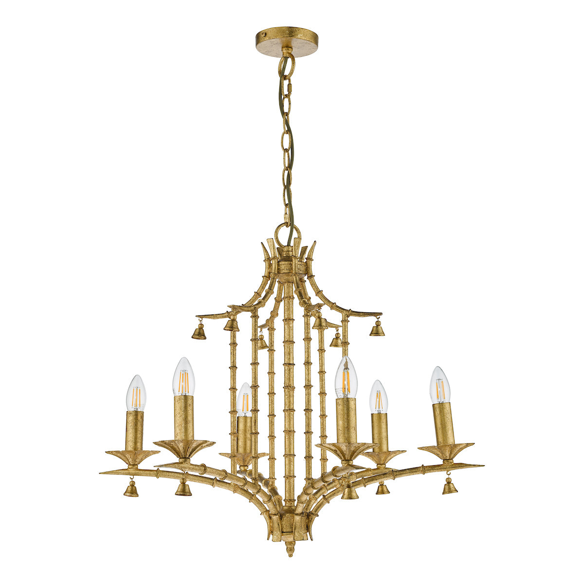 Dar Gold Collection Miette 6 Light Antique Gold Pendant –  from Amos Lighting + Home