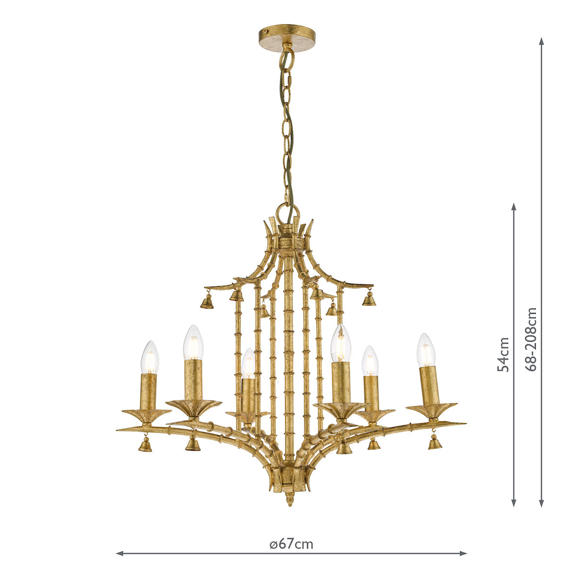 Dar Gold Collection Miette 6 Light Antique Gold Pendant –  from Amos Lighting + Home