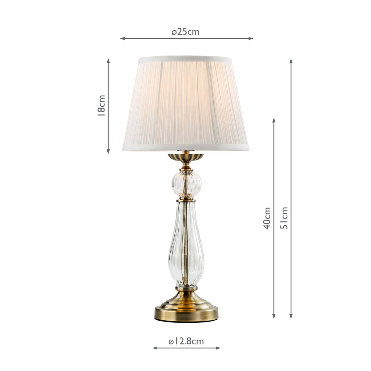 Dar Mitzy Table Lamp Antique Bronze and Ribbed Glass With Shade