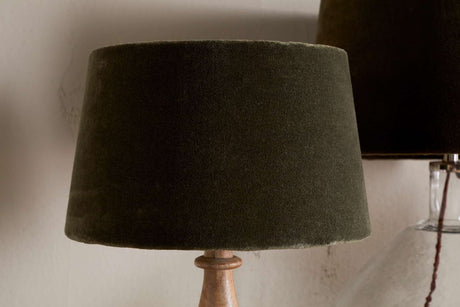 Nkuku Mendai Velvet & Linen Lampshade Moss Green Medium