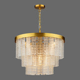 Dar Moesha 6 Light Pendant Chandelier Natural Brass and Ribbed Glass
