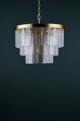 Dar Moesha 6 Light Pendant Chandelier Natural Brass and Ribbed Glass