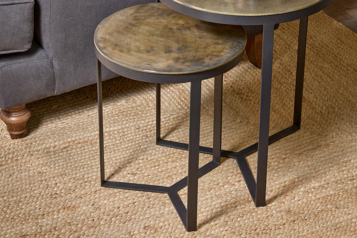 Nkuku Maba Nest of Side Tables Antique Brass