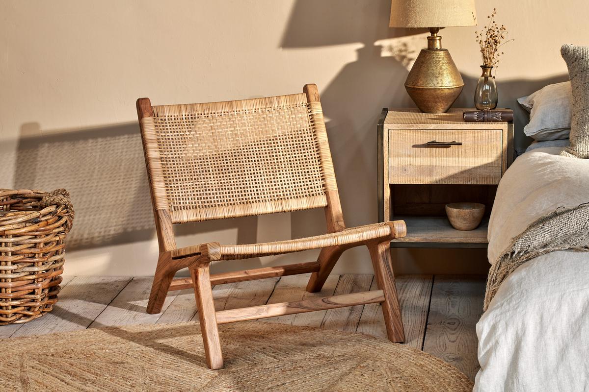 Nkuku Madrisana Acacia & Rattan Woven Chair