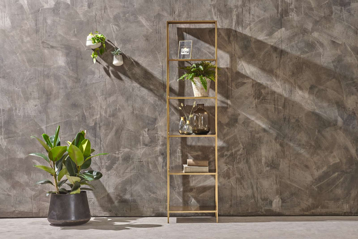 Nkuku Mahi Shelving Unit Antique Brass