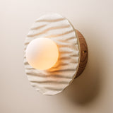 Studio Haran Porth Flush Wall Light in Ceramic and Oak