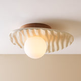 Studio Haran Towan Flush Ceiling Light in Ceramic and Oak