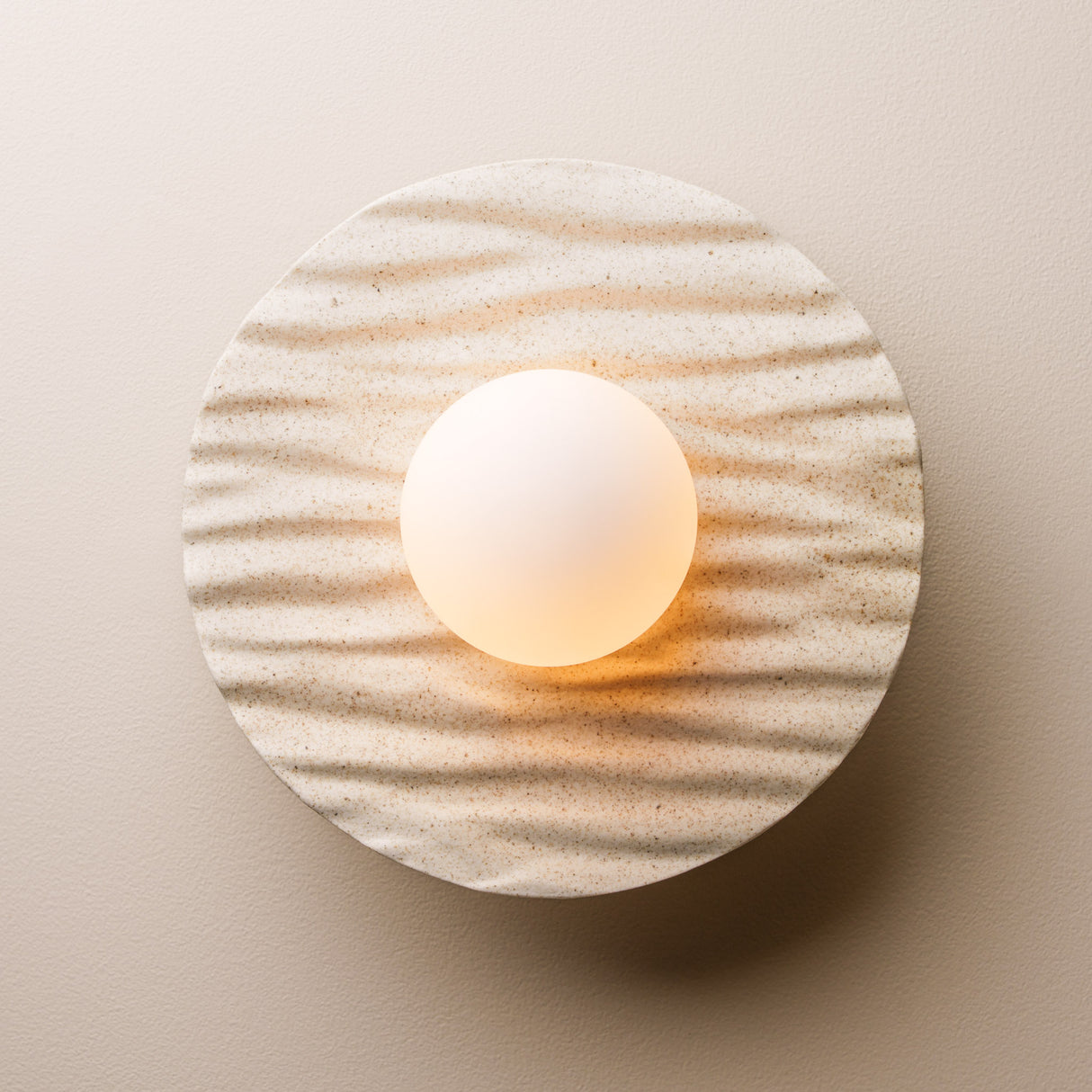 Studio Haran Porth Flush Wall Light in Ceramic and Oak