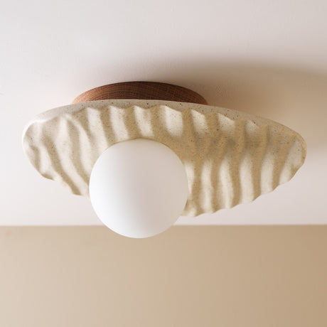 Studio Haran Towan Flush Ceiling Light in Ceramic and Oak