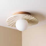 Studio Haran Towan Flush Ceiling Light in Ceramic and Oak