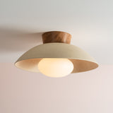 Studio Haran Dawn Flush Ceiling Light in Ceramic and Oak