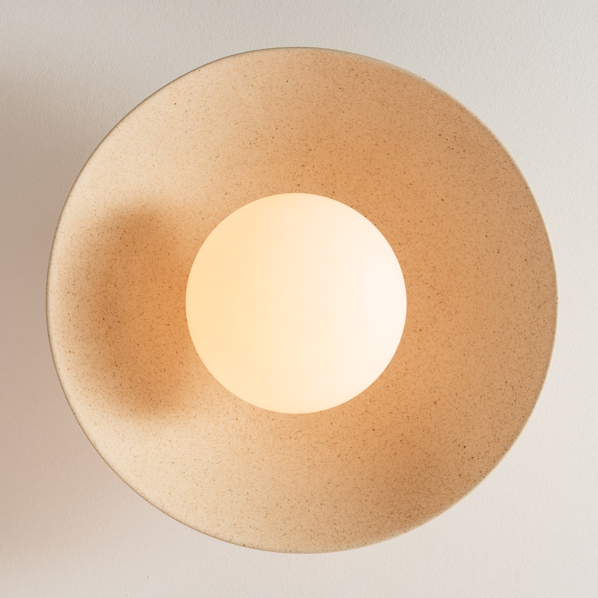Studio Haran Dawn Flush Ceiling Light in Ceramic and Oak