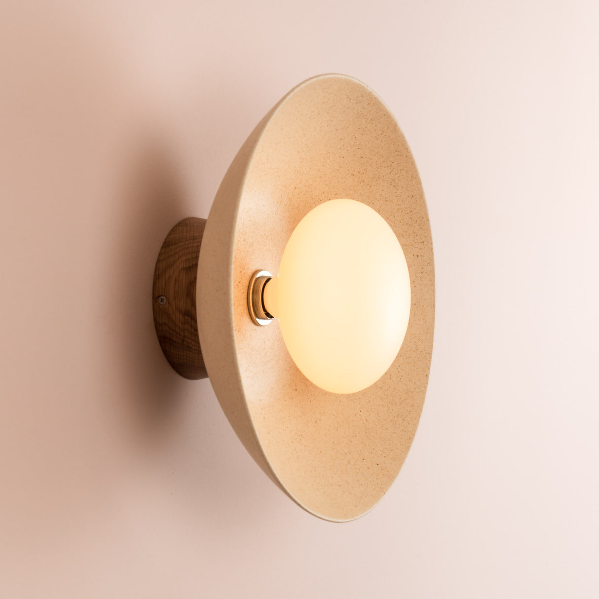 Studio Haran Dawn Flush Wall Light in Ceramic and Oak