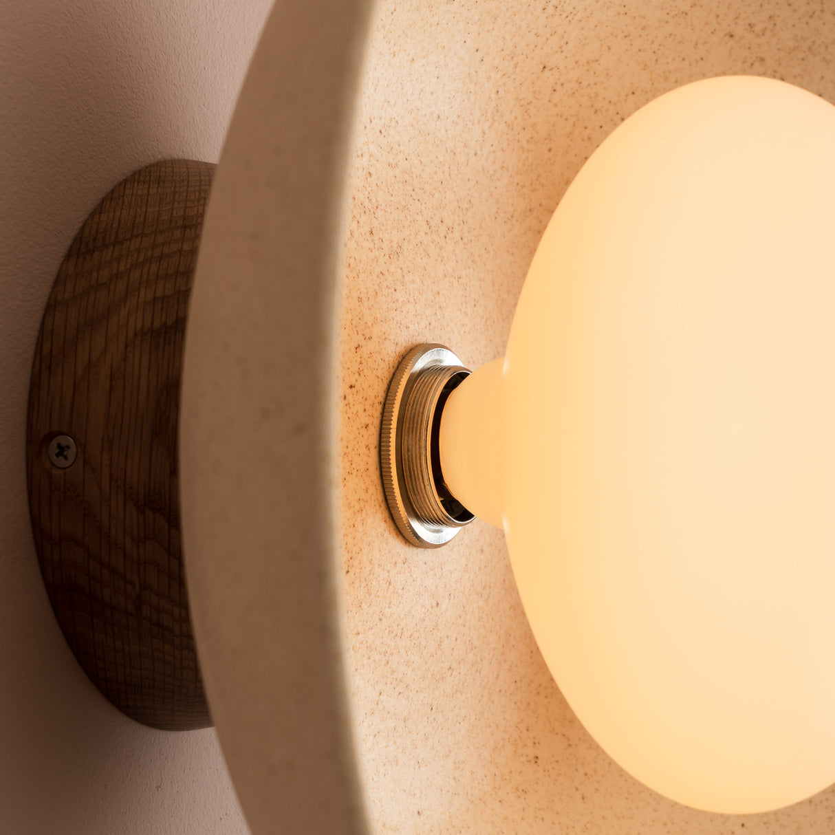 Studio Haran Dawn Flush Wall Light in Ceramic and Oak