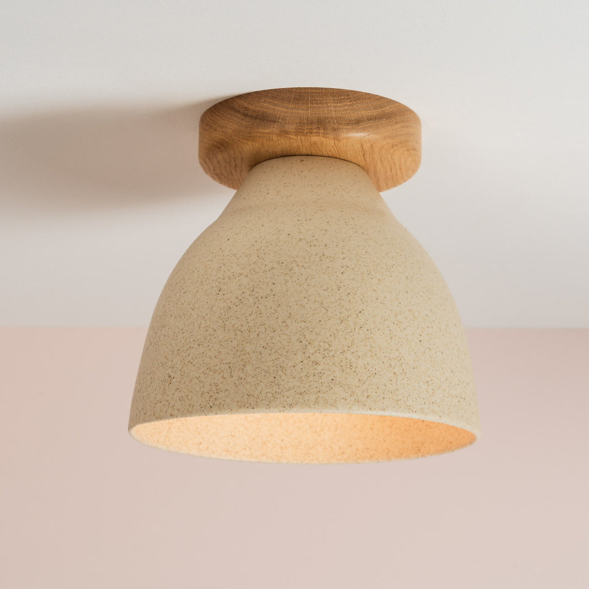 Studio Haran Element Flush Ceiling Light in Ceramic and Oak