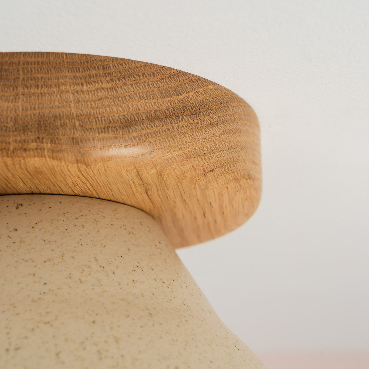 Studio Haran Element Flush Ceiling Light in Ceramic and Oak